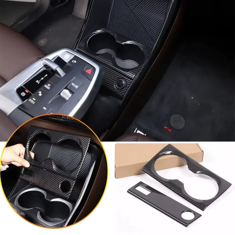 For BMW X1 IX1 U11 2023-2024 ABS Carbon Fiber Car Gear Panel Cover Decorate Kit Interior Car Accessoires