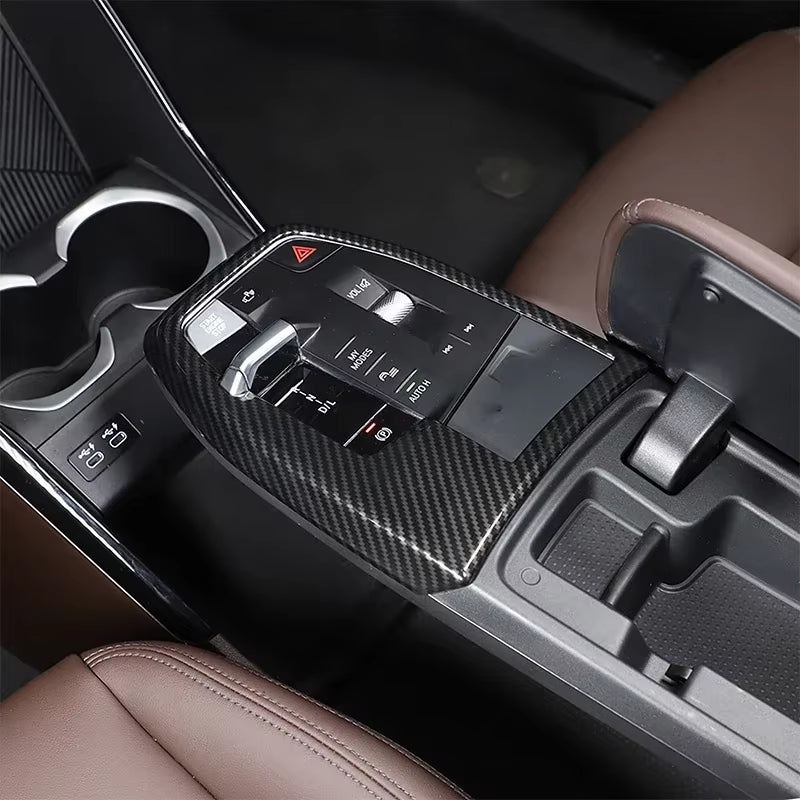 For BMW X1 IX1 U11 2023-2024 ABS Carbon Fiber Car Gear Panel Cover Decorate Kit Interior Car Accessoires
