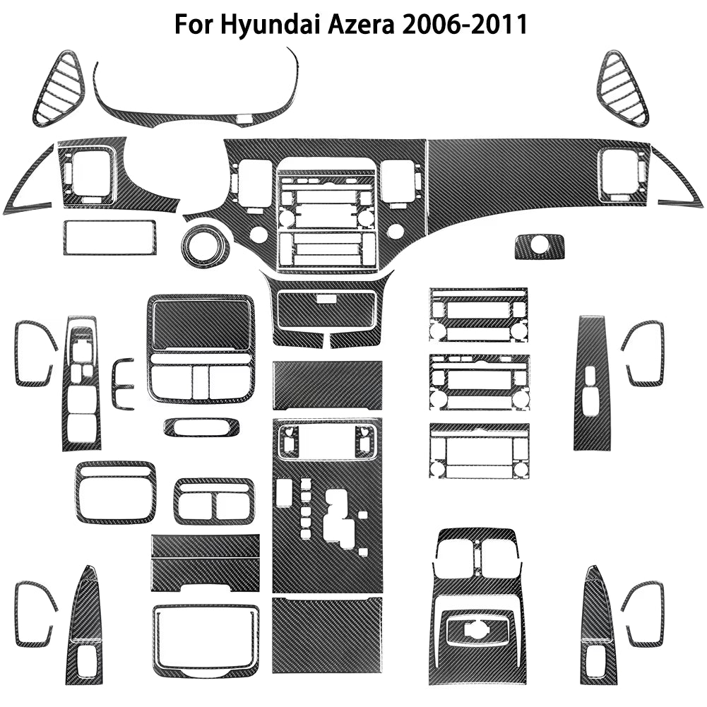 For Hyundai Azera 2006 2007 2008 2009 2010 2011 Carbon Fiber Black Various Parts Stickers Car Interior Decorative Accessories