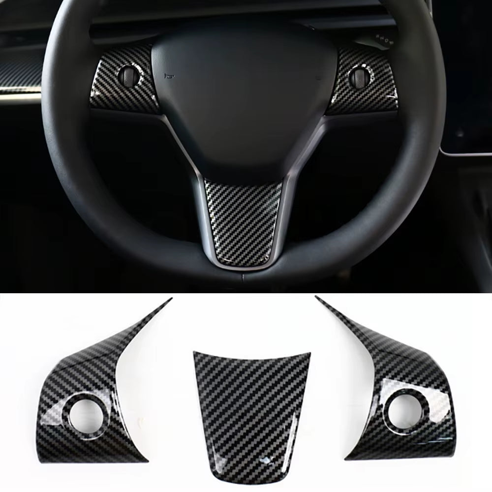 For Tesla Model Y 3 ABS Carbon Fiber Center Console Wrap Cover Kit Dashboard Armrest Door Side Trim Sticker Interior Accessories