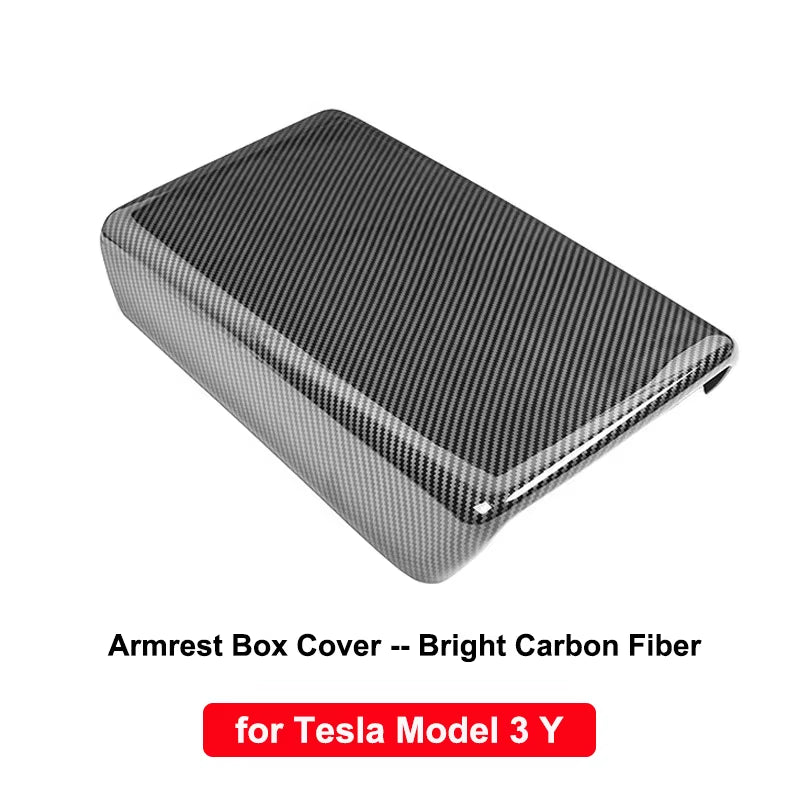 For Tesla Model Y 3 ABS Carbon Fiber Center Console Wrap Cover Kit Dashboard Armrest Door Side Trim Sticker Interior Accessories