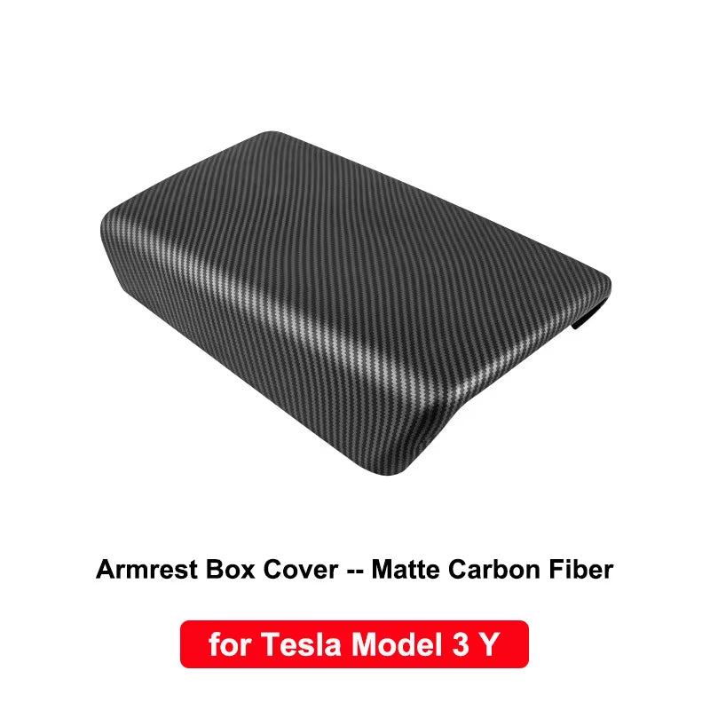 For Tesla Model Y 3 ABS Carbon Fiber Center Console Wrap Cover Kit Dashboard Armrest Door Side Trim Sticker Interior Accessories
