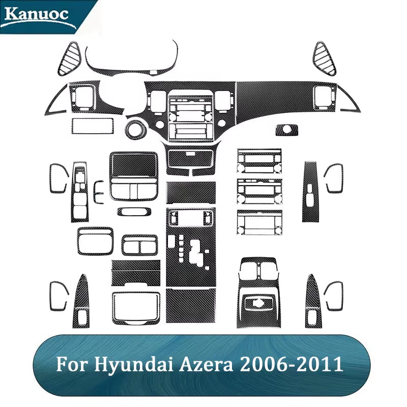 For Hyundai Azera 2006 2007 2008 2009 2010 2011 Carbon Fiber Black Various Parts Stickers Car Interior Decorative Accessories