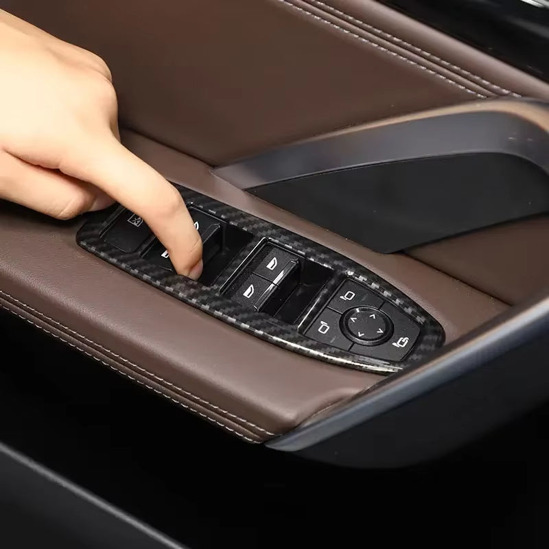 For BMW X1 IX1 U11 2023-2024 ABS Carbon Fiber Car Gear Panel Cover Decorate Kit Interior Car Accessoires
