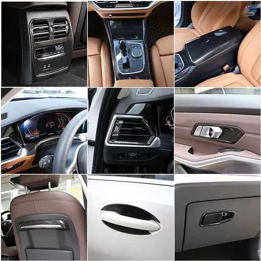 For BMW 3 Series G20 2020-2022 ABS Carbon Fiber Interior Kit Dashboard Console Gear Shift Panel Decoration Cover Trim Stickers